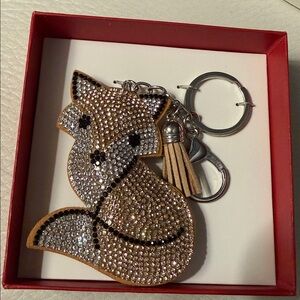 Elegant Fox Keychain/Purse Charm with Rhinestones